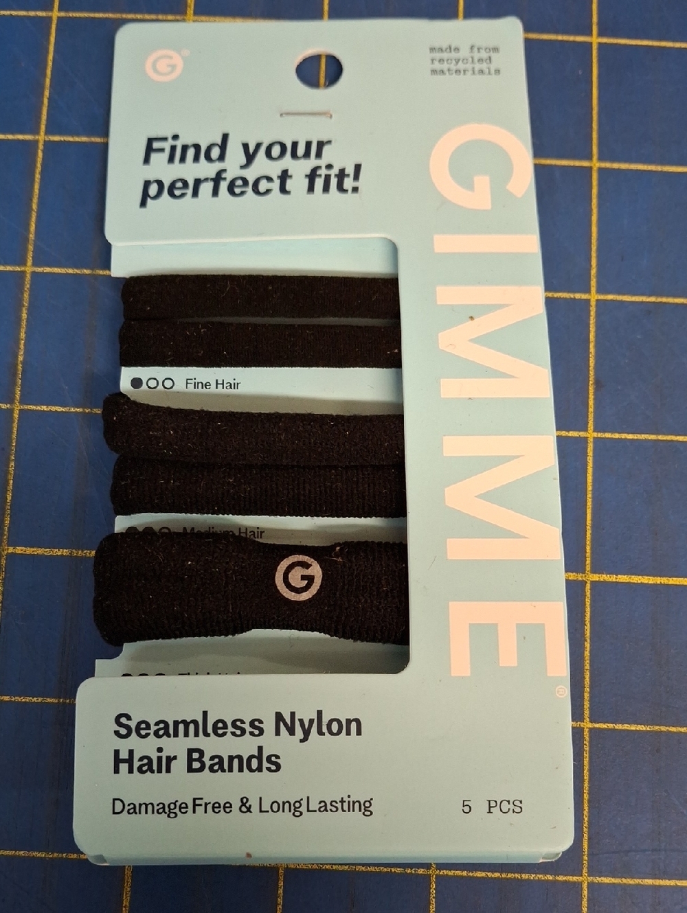 Gimme Seamless Nylon Hair Bands - Black (5 pc) New